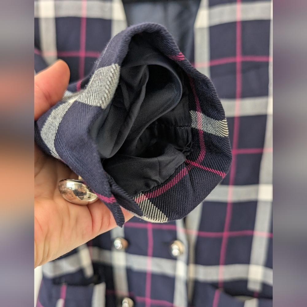 VTG Navy & Pink Plaid Double Breasted‎ Blazer - Picture 7 of 13